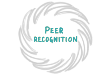 A swirl with Peer Recognition written in the center