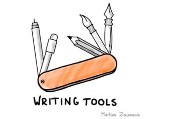 Swiss knife with writing tools