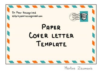 Envelope with journal cover letter template written on it