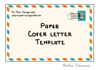 Envelope with journal cover letter template written on it