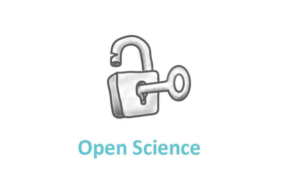 An opened lock with the words "Open Science" written below